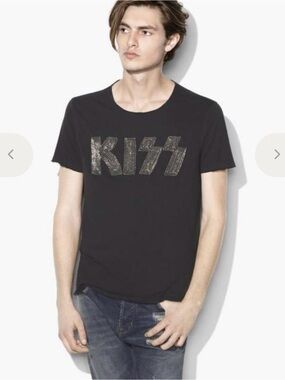 John Varvatos Black Graphic 'KISS' Short Sleeve Tee